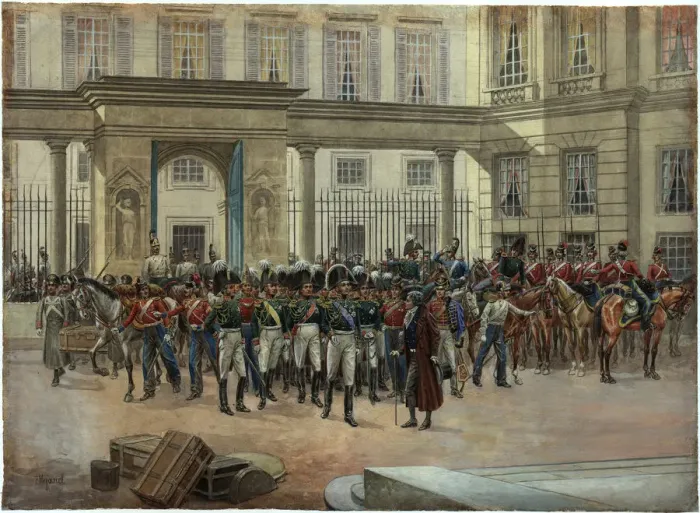 Framed Print : Emperor Alexander I in the courtyard of the Talleyrands house in Paris Framed Print : Emperor Alexander I in the courtyard of the Talleyrands house in Paris