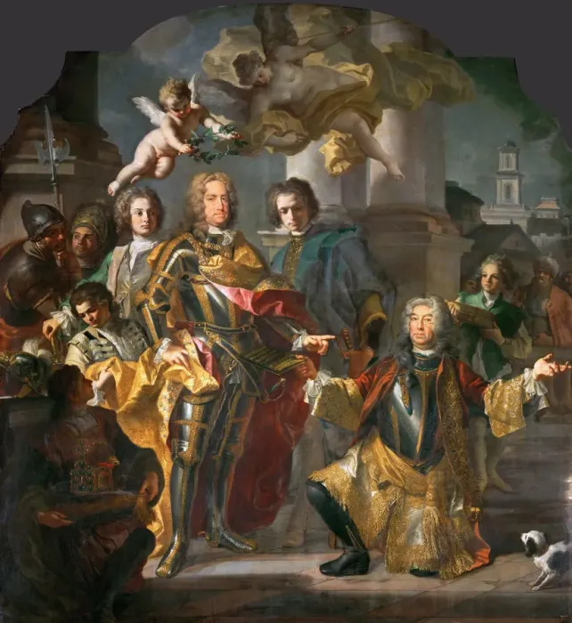 Framed Print : Emperor Charles VI and Count Althann (Althann Giving to Charles the Inventory of the Paintings in th Framed Print : Emperor Charles VI and Count Althann (Althann Giving to Charles the Inventory of the Paintings in th