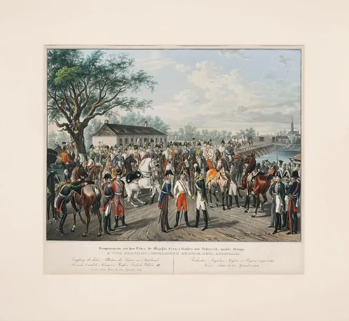 Framed Print : Emperor Francis I with Tsar Alexander I and King Frederick William III of Prussia on Sept 25, 1814. Creator: Hoechle; Johann Nepomuk (1790-1835) Framed Print : Emperor Francis I with Tsar Alexander I and King Frederick William III of Prussia on Sept 25, 1814. Creator: Hoechle; Johann Nepomuk (1790-1835)