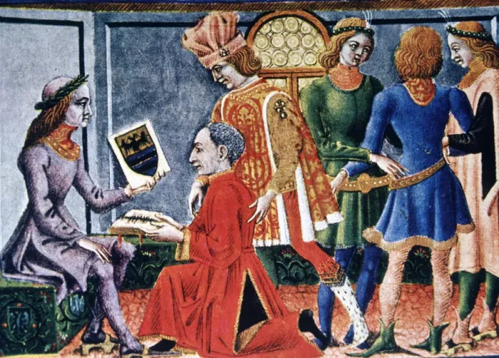 Framed Print : Emperor Frederick III receiving from the astronomer G. Bianchini the book Tabulae Astrologiae Framed Print : Emperor Frederick III receiving from the astronomer G. Bianchini the book Tabulae Astrologiae