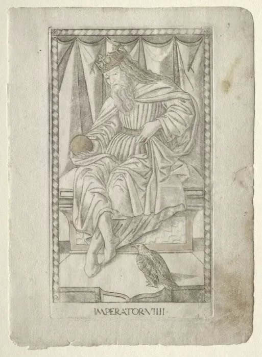 Framed Print : The Emperor (from the Tarocchi, series E: Conditions of Man, #9), before 1467. Creator Framed Print : The Emperor (from the Tarocchi, series E: Conditions of Man, #9), before 1467. Creator