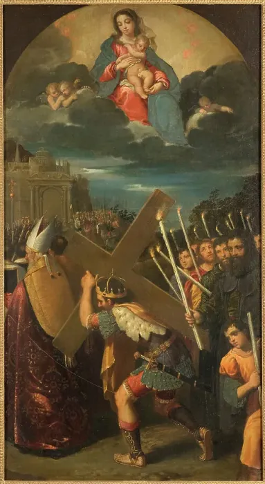 Framed Print : Emperor Heraclius Carrying the Cross to Jerusalem, c16th century. Creator: Unknown Framed Print : Emperor Heraclius Carrying the Cross to Jerusalem, c16th century. Creator: Unknown
