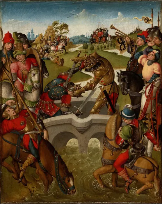 Framed Print : Emperor Heraclius Slays the King of Persia, 1460  /  80. Creator: Unknown