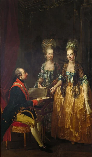 Emperor Joseph II at the piano with his sisters Maria Anna and Maria Elisabeth. Artist: Hauzinger, Josef (1728-1786)
