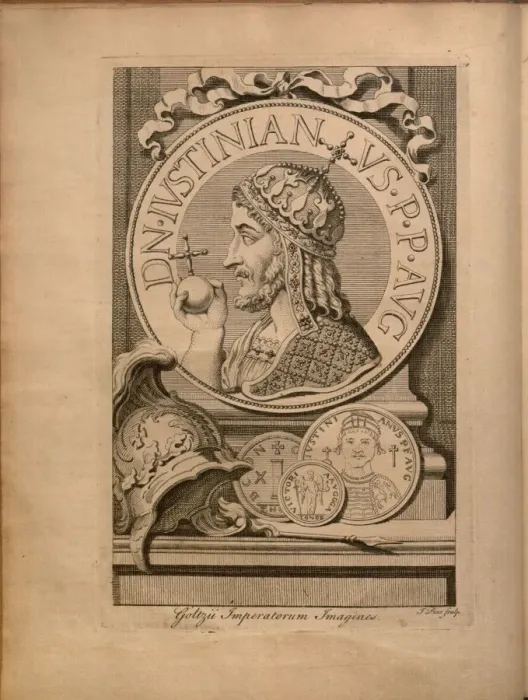 Framed Print : Emperor Justinian I. From: Jurisprudentia Philologica, Sive Elementa Juris Civilis, 1744 Framed Print : Emperor Justinian I. From: Jurisprudentia Philologica, Sive Elementa Juris Civilis, 1744