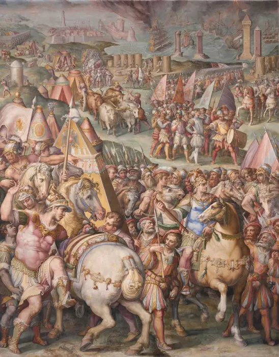 Framed Print : The emperor Maximilian lifts the Siege of Livorno, 1568-1571. Artist: Vasari, Giorgio (1511-1574) Framed Print : The emperor Maximilian lifts the Siege of Livorno, 1568-1571. Artist: Vasari, Giorgio (1511-1574)