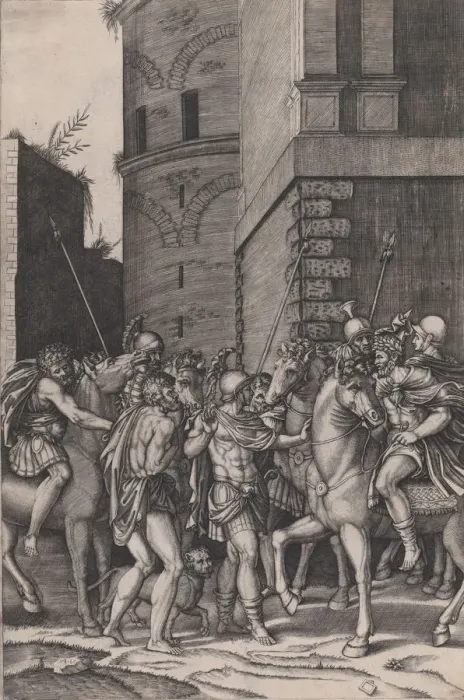 Framed Print : The Emperor Meeting the Warrior, ca. 1516-17. Creator: Agostino Veneziano Framed Print : The Emperor Meeting the Warrior, ca. 1516-17. Creator: Agostino Veneziano