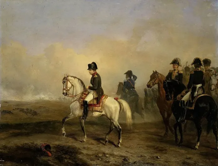Framed Print : Emperor Napoleon I and his staff on horseback, 1810-1850. Creator: Emile Jean-Horace Vernet Framed Print : Emperor Napoleon I and his staff on horseback, 1810-1850. Creator: Emile Jean-Horace Vernet