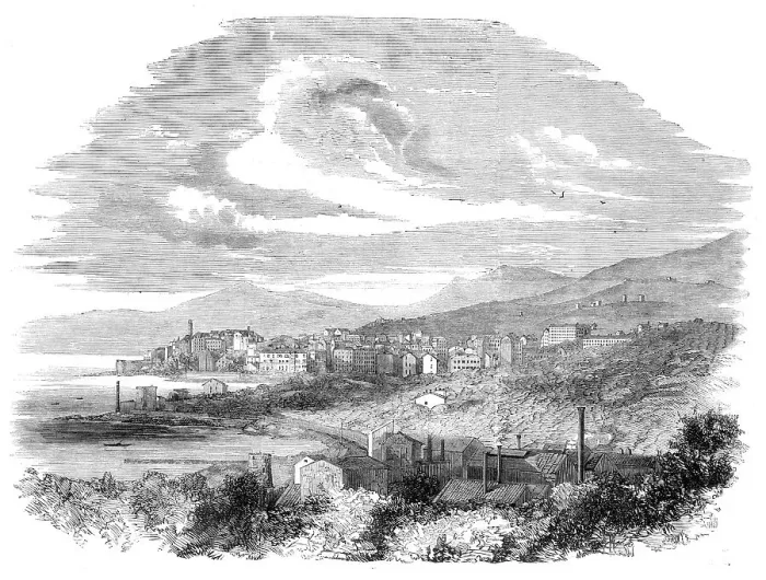 Framed Print : The Emperor Napoleon's visit to Corsica: view of Bastia, 1860. Creator: Unknown Framed Print : The Emperor Napoleon's visit to Corsica: view of Bastia, 1860. Creator: Unknown