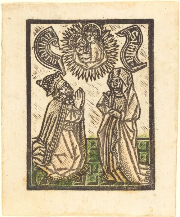 Framed Print : Emperor Octavian and the Sibyl, c. 1480. Creator: Workshop of the Master of the Aachen Framed Print : Emperor Octavian and the Sibyl, c. 1480. Creator: Workshop of the Master of the Aachen