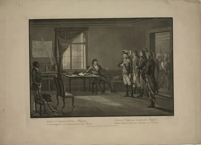Framed Print : Emperor Paul I condescending to visit Kosciusko in the prison. Artist: Gaugain, Thomas (1756-1810) Framed Print : Emperor Paul I condescending to visit Kosciusko in the prison. Artist: Gaugain, Thomas (1756-1810)