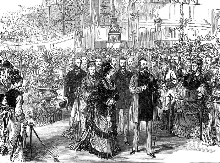 Framed Print : The Emperor of Russia at the Crystal Palace: the royal party passing up the Nave, 1874. Creator: Unknown Framed Print : The Emperor of Russia at the Crystal Palace: the royal party passing up the Nave, 1874. Creator: Unknown