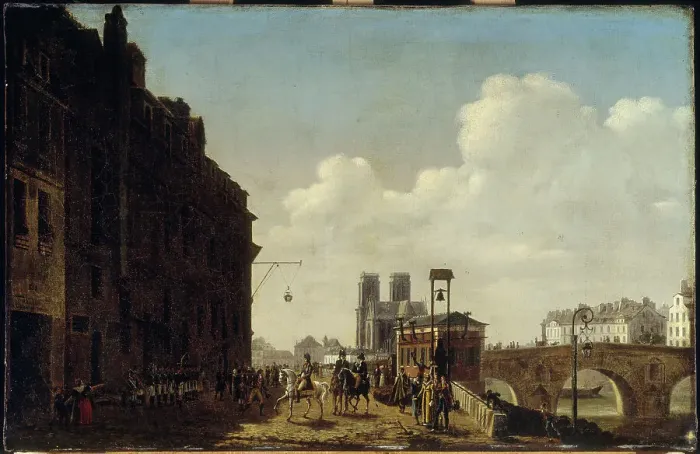 Framed Print : The emperor visiting the hall of wines and brandy. (Paris wine hall), 1811. Creator: Etienne Bouhot