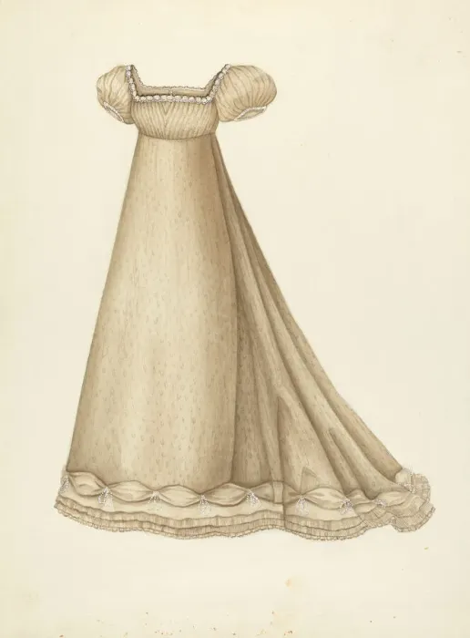 Framed Print : Empire Wedding Dress, 1935 / 1942. Creator: Unknown Framed Print : Empire Wedding Dress, 1935 / 1942. Creator: Unknown