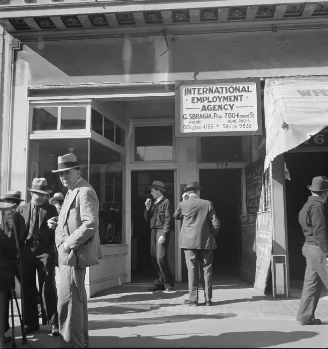 Framed Print : Employment agency on Howard Street, San Francisco, California, 1937. Creator: Dorothea Lange Framed Print : Employment agency on Howard Street, San Francisco, California, 1937. Creator: Dorothea Lange