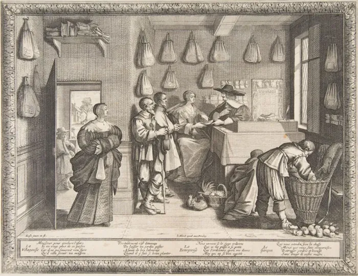 Framed Print : Employment Bureau, ca. 1633. Creator: Abraham Bosse Framed Print : Employment Bureau, ca. 1633. Creator: Abraham Bosse