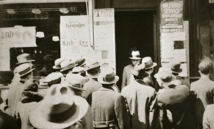 Framed Print : Employment office, on Sixth Avenue near Forty-third Street, New York, early 1930s Framed Print : Employment office, on Sixth Avenue near Forty-third Street, New York, early 1930s