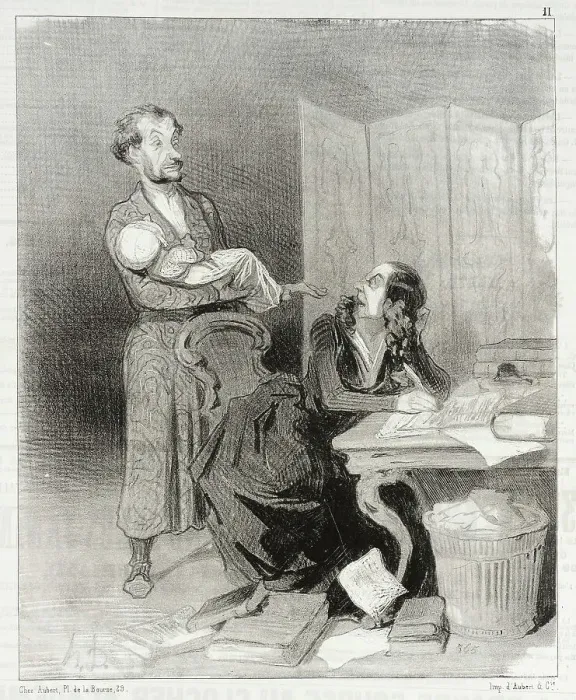 Framed Print : Emportez donc ça plus loin...il est impossible de travailler... 1844. Creator: Honore Daumier Framed Print : Emportez donc ça plus loin...il est impossible de travailler... 1844. Creator: Honore Daumier