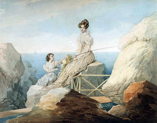 Empress Alexandra Fyodorovna with Daughter Grand Duchess Maria Nikolaievna of Russia, 1820s