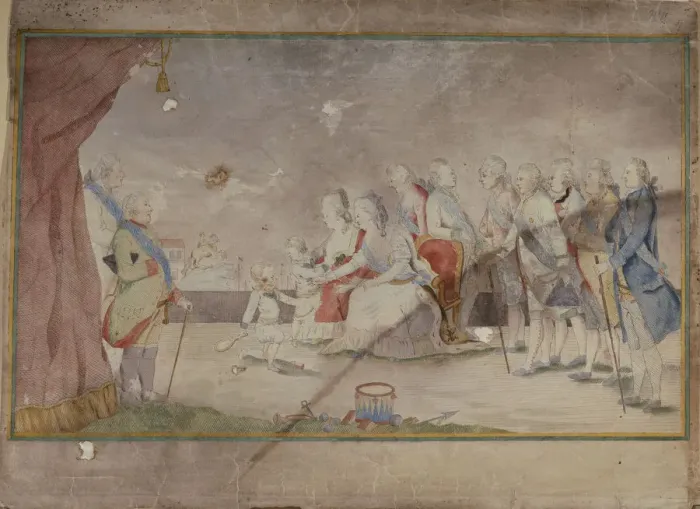 Framed Print : Empress Catherine II with her family and courtiers, End 1780s. Artist: Anonymous Framed Print : Empress Catherine II with her family and courtiers, End 1780s. Artist: Anonymous