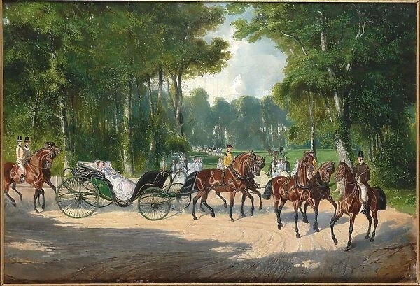 Empress Elisabeth in a carriage in Vienna's Prater, ca 1860. Creator: Anonymous