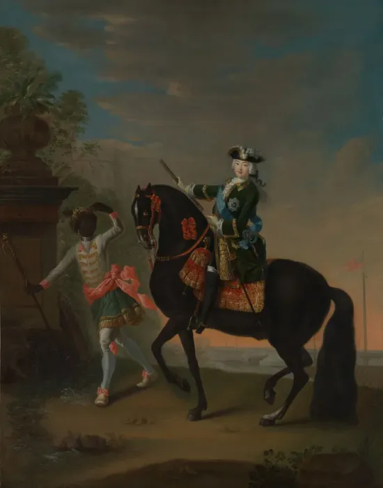 Framed Print : The Empress Elizabeth of Russia (1709-1762) on Horseback, Attended by a Page, after 1743-49 Framed Print : The Empress Elizabeth of Russia (1709-1762) on Horseback, Attended by a Page, after 1743-49
