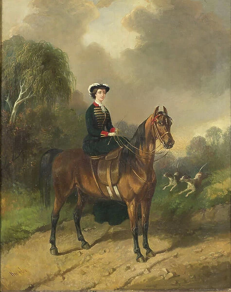 Empress Eugenie on Horseback, 1853-1876. Creator: Carl Fredrik Kioerboe