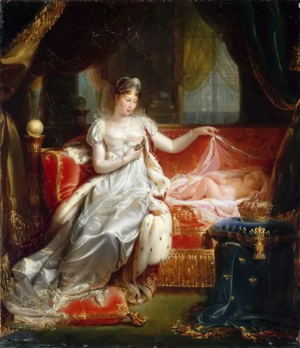 Framed Print : Empress Marie-Louise With the Sleeping King of Rome. Artist: Franque, Joseph-Boniface (1774-1833) Framed Print : Empress Marie-Louise With the Sleeping King of Rome. Artist: Franque, Joseph-Boniface (1774-1833)