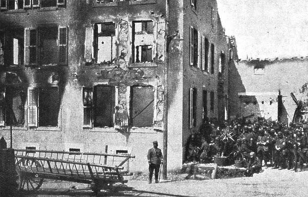 En Alsace et sur la Frontiere; La village francais de Badonviller, incendie, 1914. Creator: Unknown