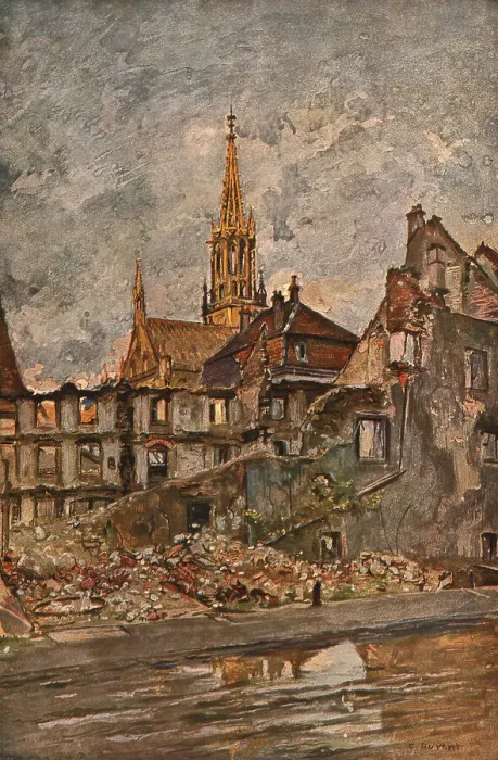 Framed Print : En Alsace; Thann : le quartier ruine, 1916. Creator: Charles-Jules Duvent Framed Print : En Alsace; Thann : le quartier ruine, 1916. Creator: Charles-Jules Duvent