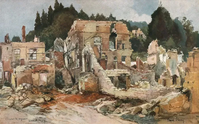 Framed Print : En Argonne; Clermont-en-Argonne, 1915. Creator: Francois Flameng Framed Print : En Argonne; Clermont-en-Argonne, 1915. Creator: Francois Flameng