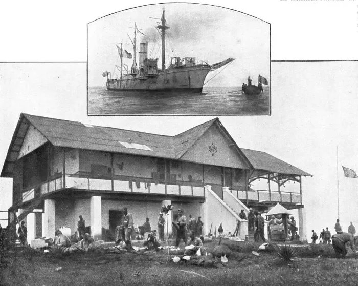 Framed Print : En Asie, En Afrique, Au Congo; Le batiment administratif du poste Coco-Beach... 1914 (1924) Creator: Unknown Framed Print : En Asie, En Afrique, Au Congo; Le batiment administratif du poste Coco-Beach... 1914 (1924) Creator: Unknown
