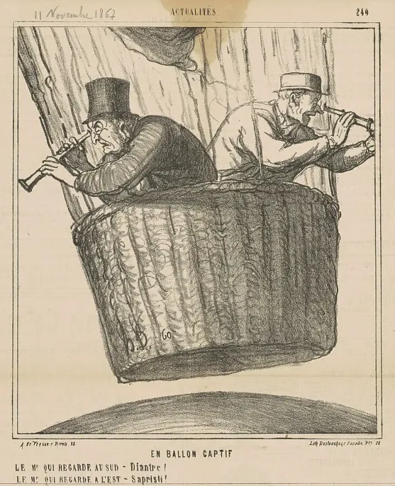 Framed Print : En ballon captif, 19th century. Creator: Honore Daumier Framed Print : En ballon captif, 19th century. Creator: Honore Daumier