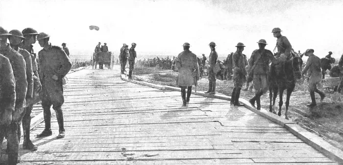 Framed Print : En Champagne; La route de Somme-Py a Souain, que l'ennemi avait sauter, refaite a l'aide... 1918. Creator: Unknown Framed Print : En Champagne; La route de Somme-Py a Souain, que l'ennemi avait sauter, refaite a l'aide... 1918. Creator: Unknown