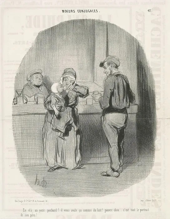 Framed Print : En v'là un petit pochard!, 19th century. Creator: Honore Daumier Framed Print : En v'là un petit pochard!, 19th century. Creator: Honore Daumier