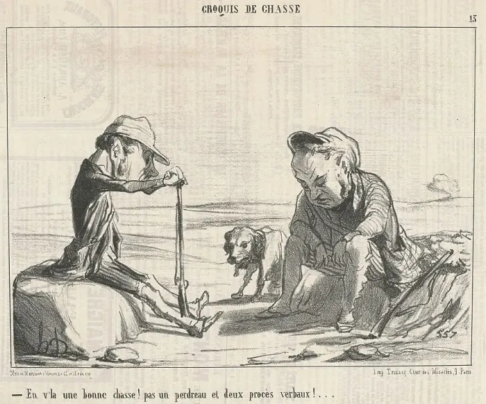 Framed Print : En v'la une bonne chasse!... 19th century. Creator: Honore Daumier Framed Print : En v'la une bonne chasse!... 19th century. Creator: Honore Daumier