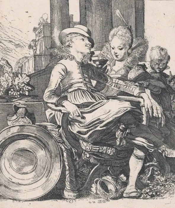 Framed Print : The Enamored Couple: Lucelle and Ascagnes, 1616. Creator: Willem Pietersz. Buytewech Framed Print : The Enamored Couple: Lucelle and Ascagnes, 1616. Creator: Willem Pietersz. Buytewech
