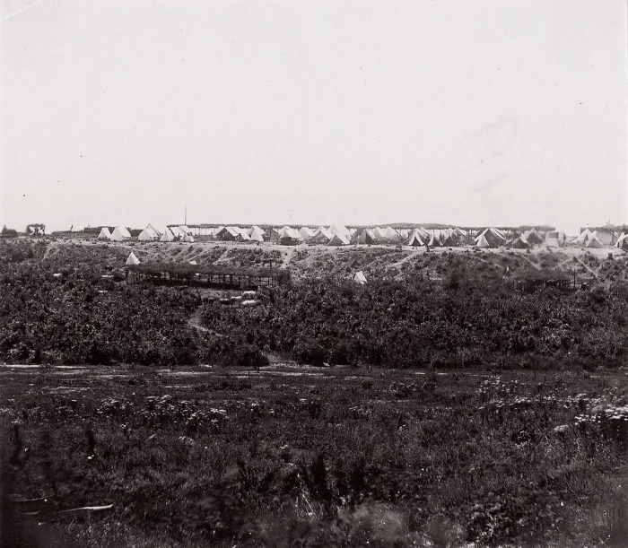 Framed Print : [Encampment on a bluff], 1861-65. Creator: Unknown
