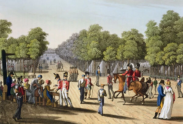 Encampment of the British army in the Bois de Boulogne, Paris, 1815 (1817). Artist