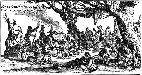 Encampment of central European gypsies also known as Egyptians, 1604. Artist: Jacques Callot
