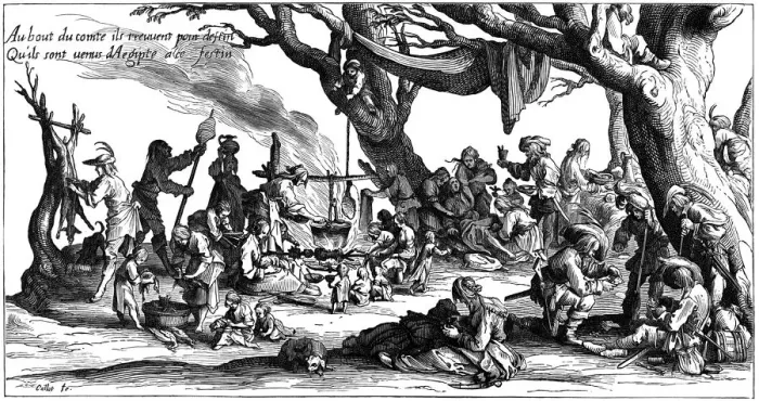 Framed Print : Encampment of central European gypsies also known as Egyptians, 1604. Artist: Jacques Callot Framed Print : Encampment of central European gypsies also known as Egyptians, 1604. Artist: Jacques Callot