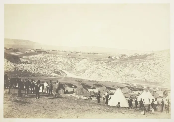 Framed Print : Encampment of Horse Artillery, 1855. Creator: Roger Fenton Framed Print : Encampment of Horse Artillery, 1855. Creator: Roger Fenton