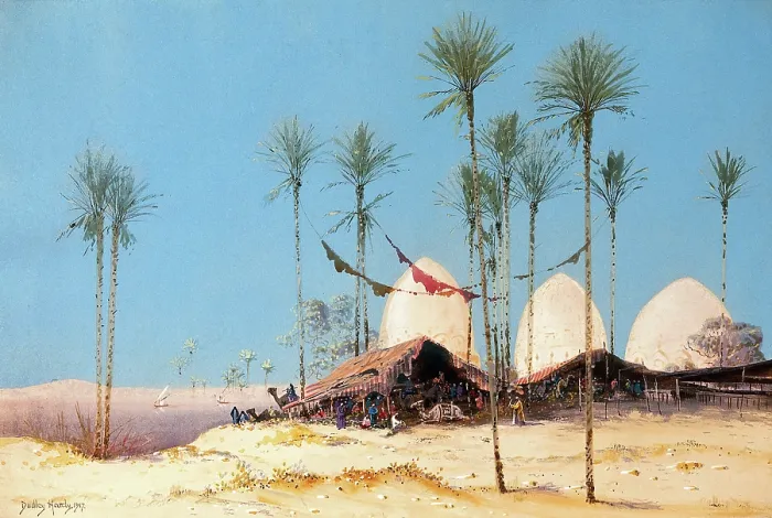 Framed Print : An encampment on the Nile, 1917. Creator: Dudley Hardy Framed Print : An encampment on the Nile, 1917. Creator: Dudley Hardy