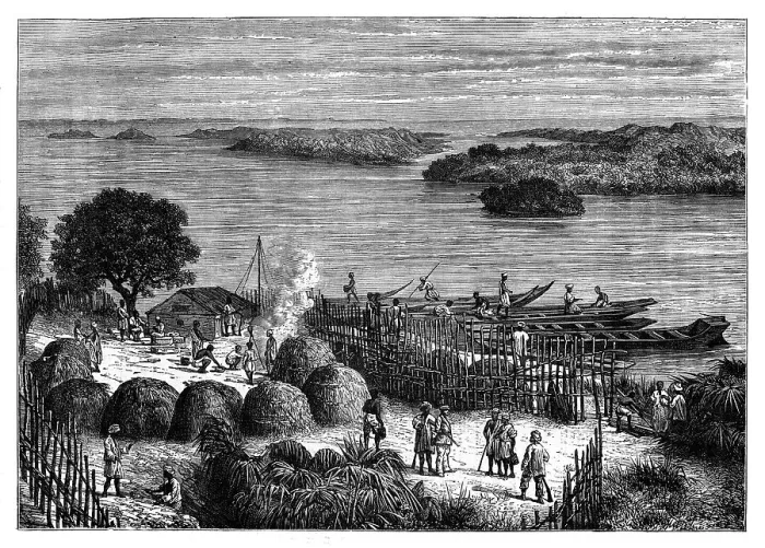 Framed Print : An encampment on the River Congo, Africa, c1890 Framed Print : An encampment on the River Congo, Africa, c1890