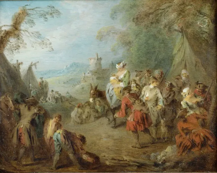 Framed Print : Encampment (Soldiers Halt). Artist: Pater, Jean-Baptiste (1695-1736) Framed Print : Encampment (Soldiers Halt). Artist: Pater, Jean-Baptiste (1695-1736)