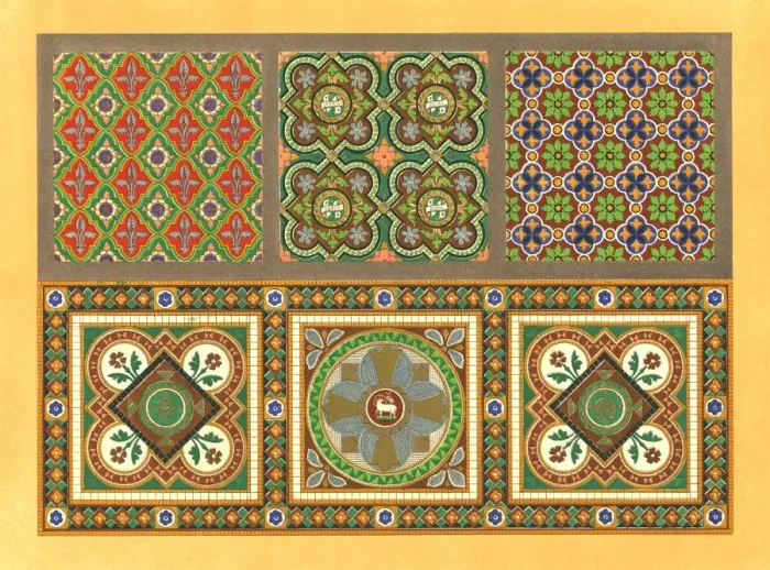 Framed Print : Encaustic tiles, 19th century. Creator: Unknown Framed Print : Encaustic tiles, 19th century. Creator: Unknown