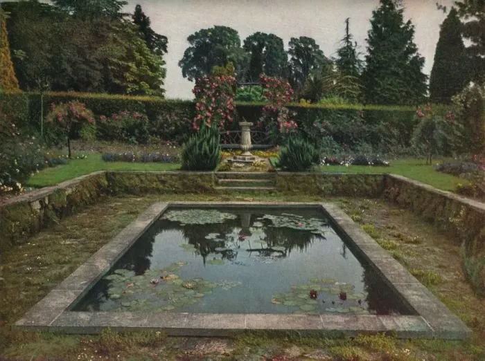 Framed Print : Enclosed Garden and Lily Pool at Gatton Park, Surrey, 1914 Framed Print : Enclosed Garden and Lily Pool at Gatton Park, Surrey, 1914