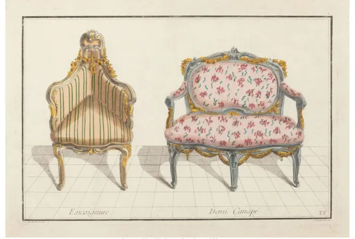 Framed Print : Encoignure, Demi Canape. Nouvelle Iconologie Historique ou Attributes Hierogliphyques, c