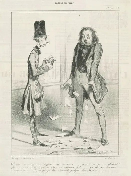 Framed Print : Encore mes créanciers, toujours... 19th century. Creator: Honore Daumier