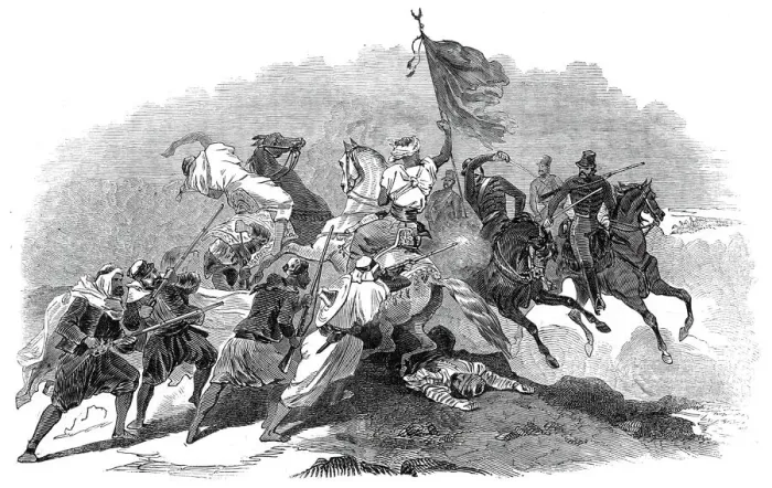 Framed Print : Encounter of Kabyles with French troops, 1845. Creator: Unknown Framed Print : Encounter of Kabyles with French troops, 1845. Creator: Unknown